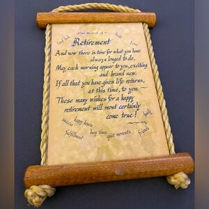 8 inch Retirement scroll‎ plaque hanging decor congratulations blessing